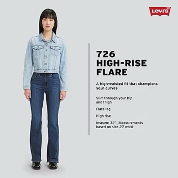 NWT Levi’s 726 Flare Women's High Rise Jean in Let’s Talk Size 30 - Picture 8 of 8